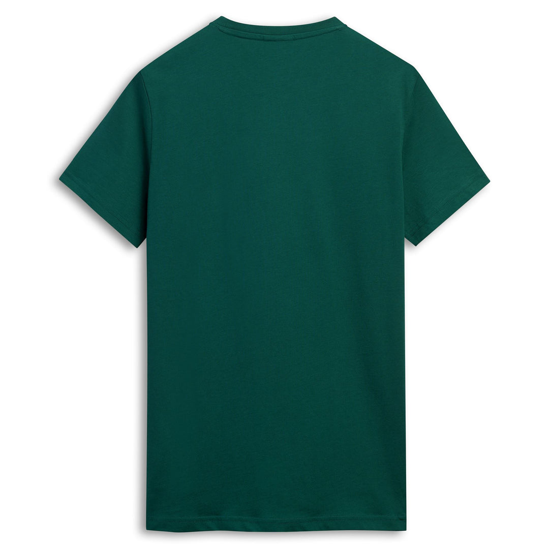 T-shirt décontracté en coton vert pour homme, coupe ajustée main