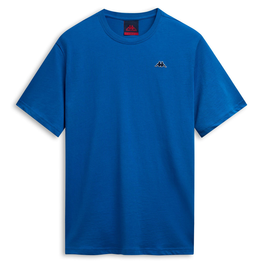 T-shirt bleu homme coupe slim en coton décontracté 01