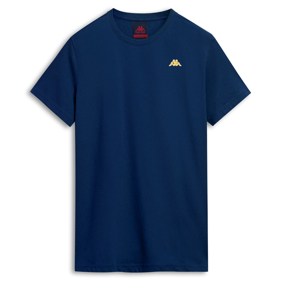 T-shirt bleu homme coupe slim en coton décontracté 01