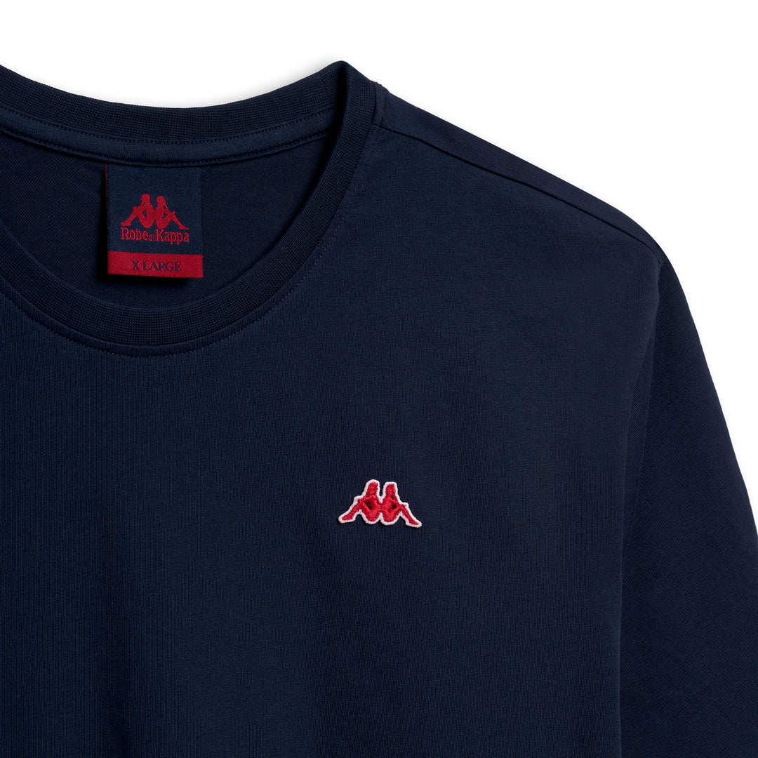 T-shirt bleu homme coupe slim en coton décontracté main