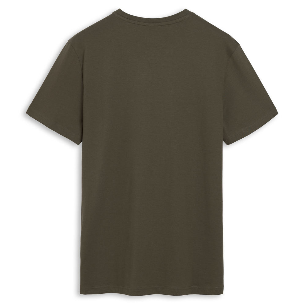 T-shirt da uomo in cotone verde militare, vestibilità slim. 02