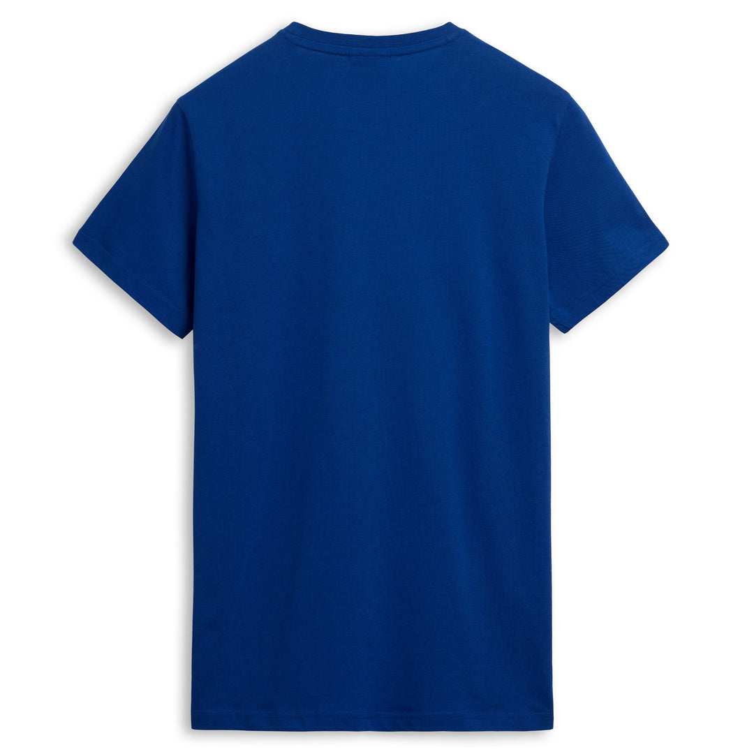 T-shirt bleu homme coupe slim en coton décontracté main