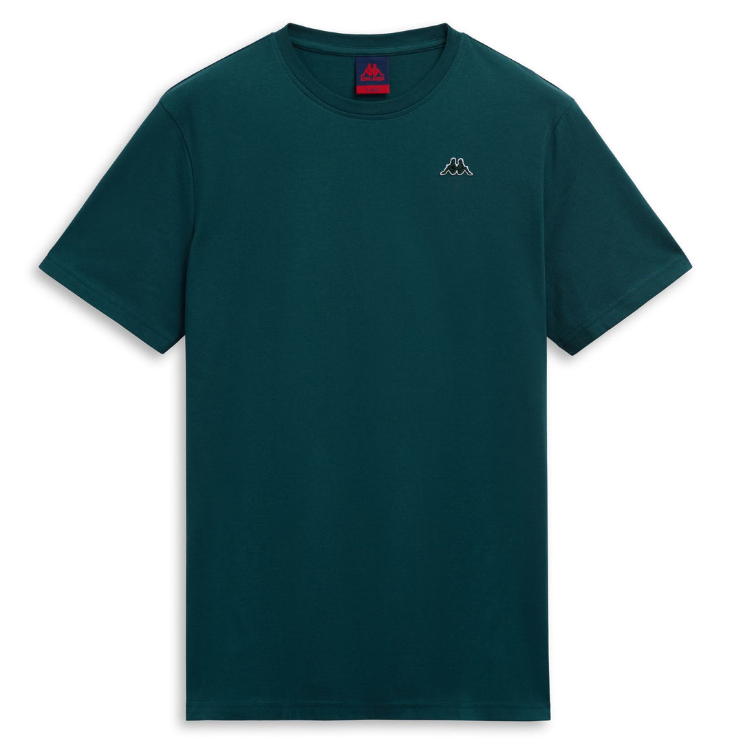 T-shirt slim fit in cotone da uomo verde con logo Omini 01