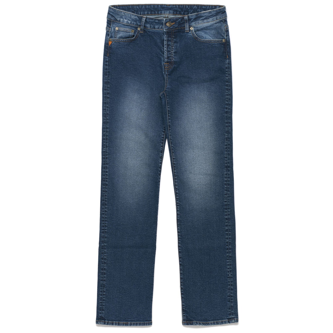 Pantaloni da donna in denim blu, vestibilità regolare, 5 tasche 01