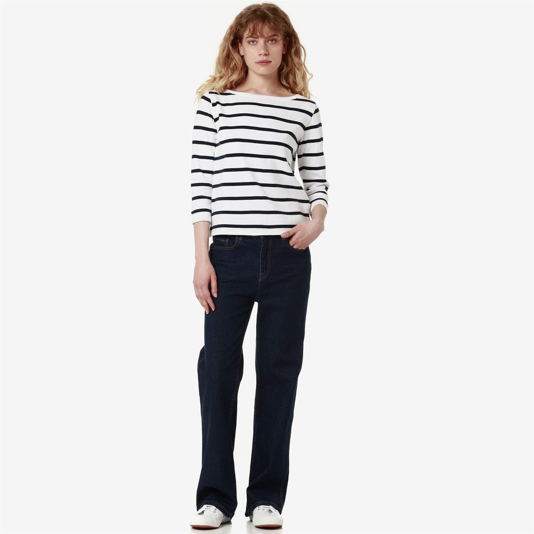 Pantaloni 5 tasche da donna in denim blu con vestibilità regular main