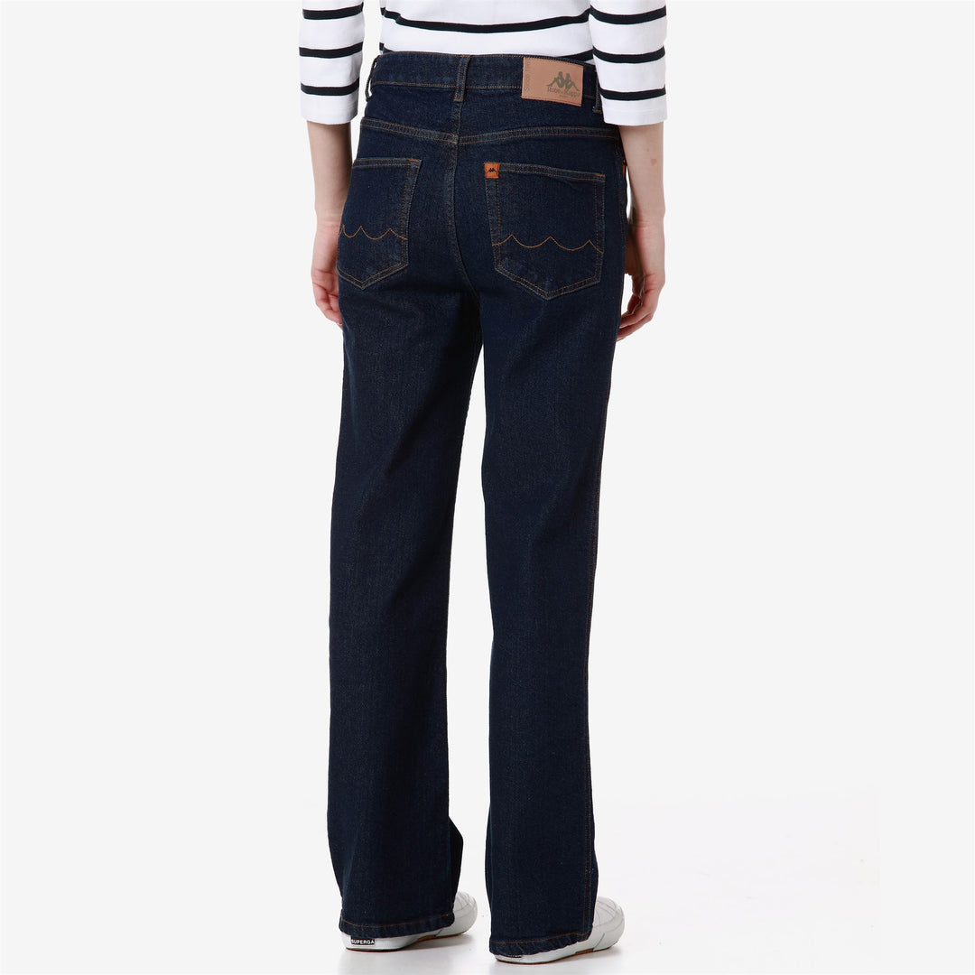 Pantalon en jean bleu pour femme, coupe classique, 5 poches main