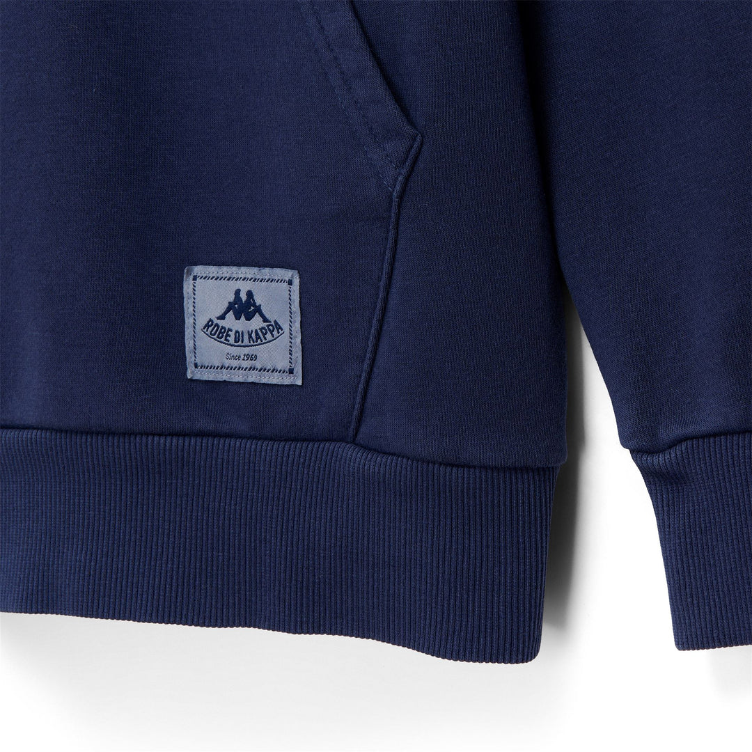 Felpa con cappuccio in pile blu da uomo con tasca a marsupio main