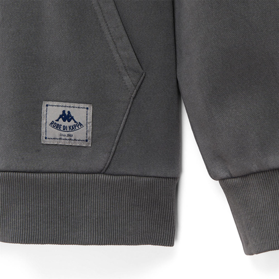 Felpa con cappuccio in pile grigio da uomo con tasca a marsupio main