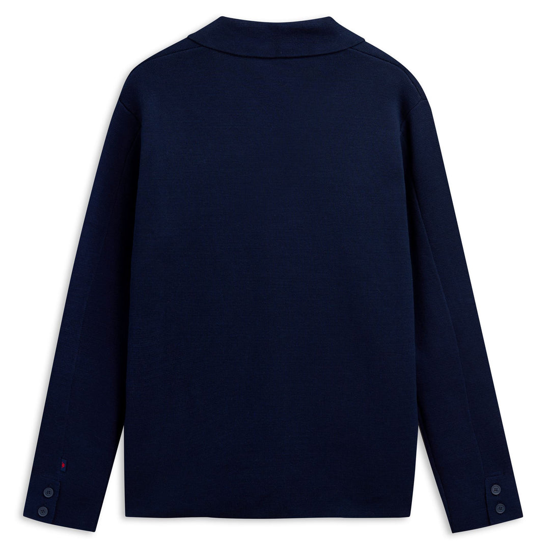 Iris blue Men's Cotton Knitted Cardigan with Pockets main