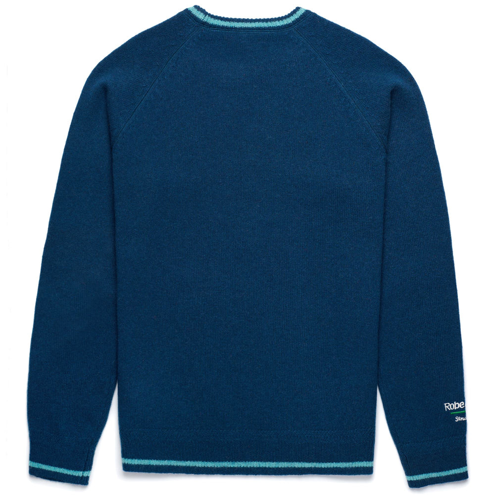 Maglione in Lana Slim Fit Uomo Blu con Dettagli Jacquard 02