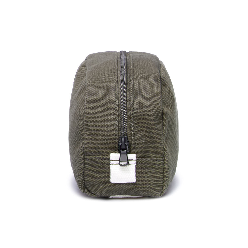 Beauty Case in Cotone Canvas Unisex Verde Militare con Chiusura Zip 02