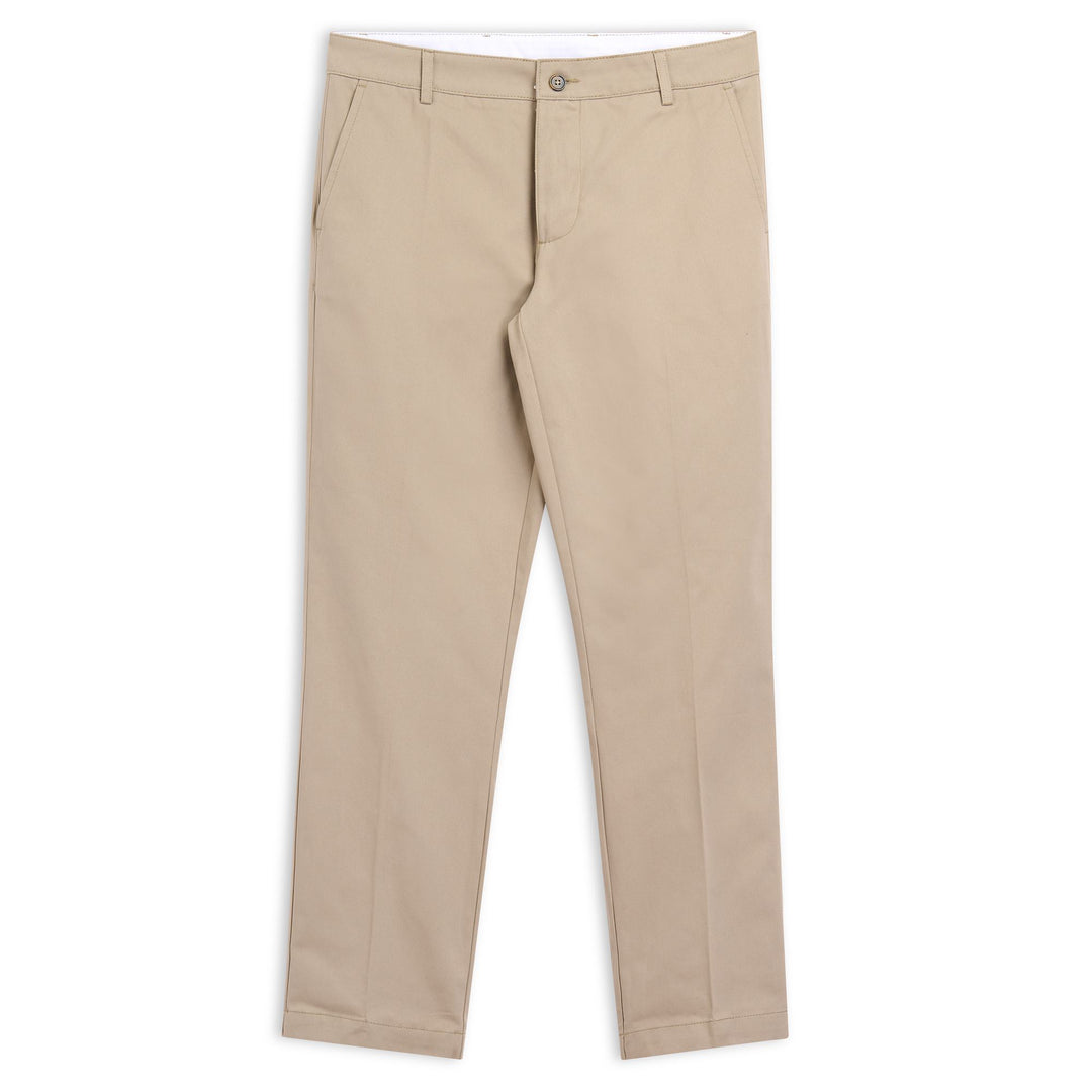 Pantalones chinos de hombre en gabardina color marrón claro 01