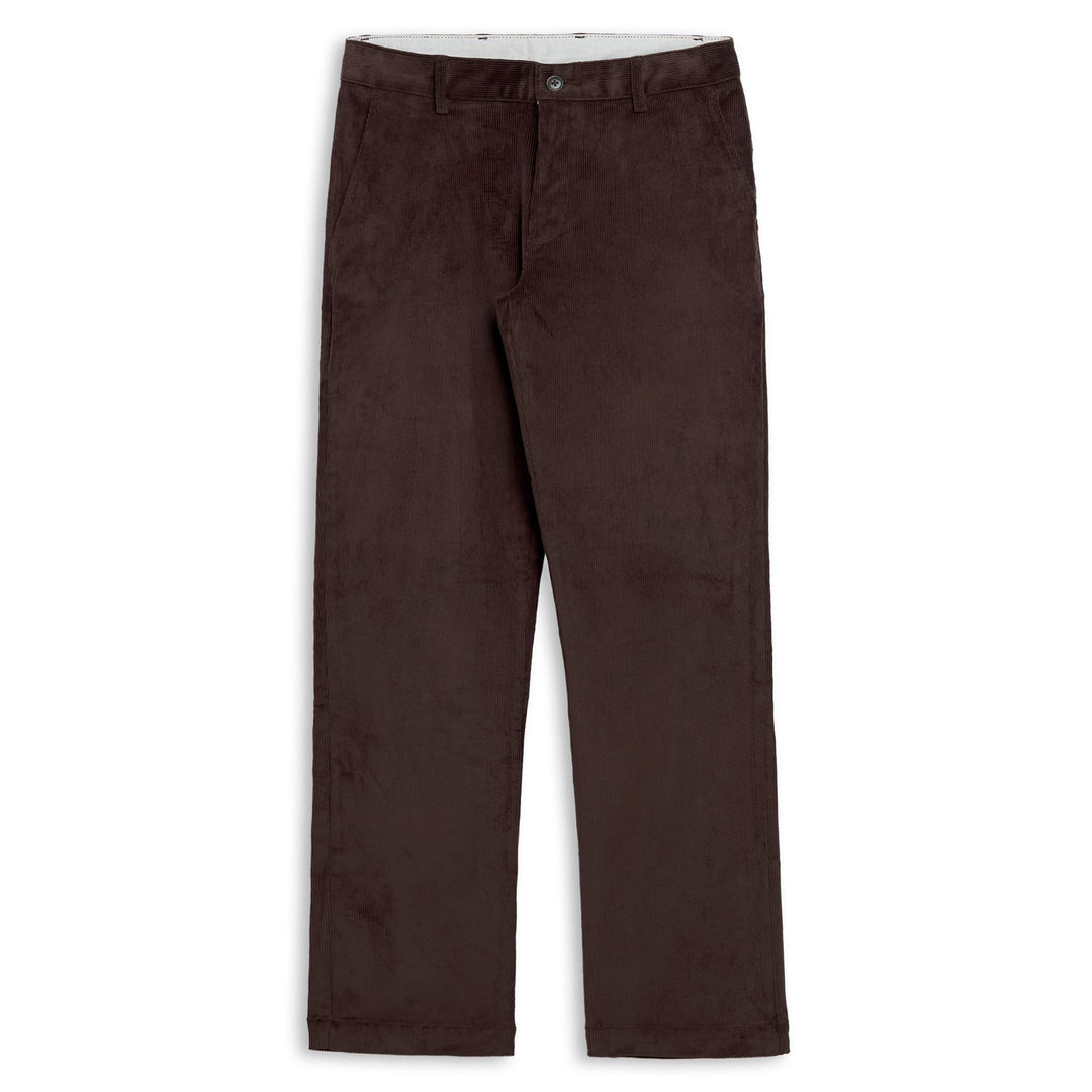 Pantaloni chino da uomo marroni in velluto a coste elasticizzato, vestibilità regolare. 01