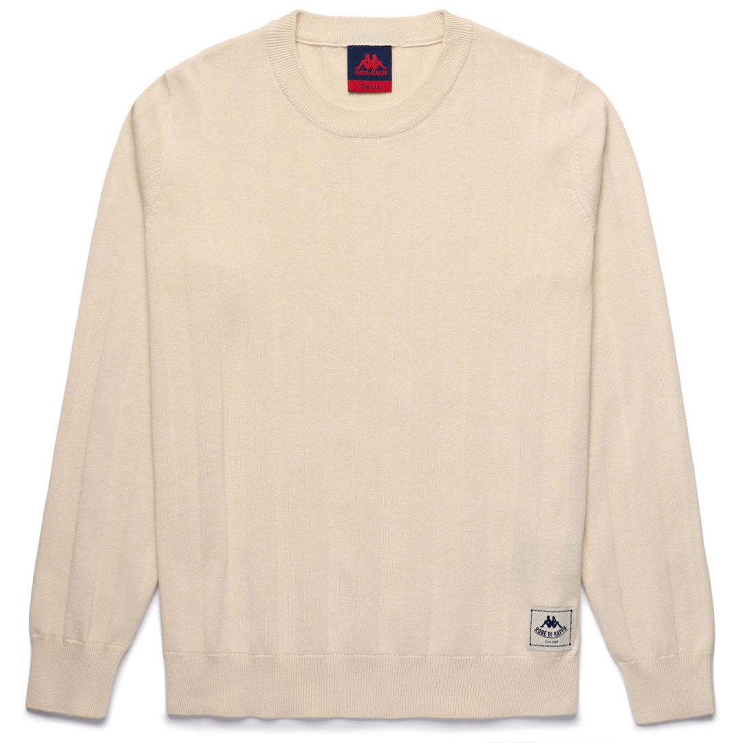 Maglione beige in maglia di cotone con bordi a coste da donna 01