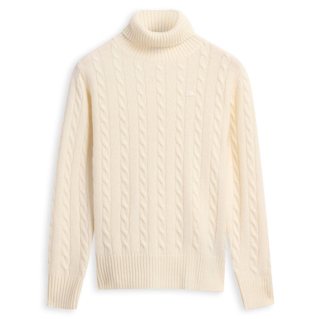 Pullover Classico in Maglia Donna Bianco Naturale con Design a Treccia 01