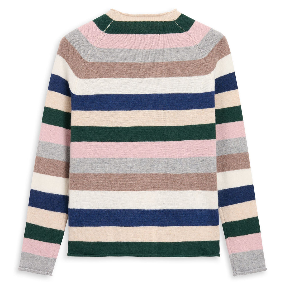 Maglione beige da donna in lana d'agnello con vestibilità classica e righe main