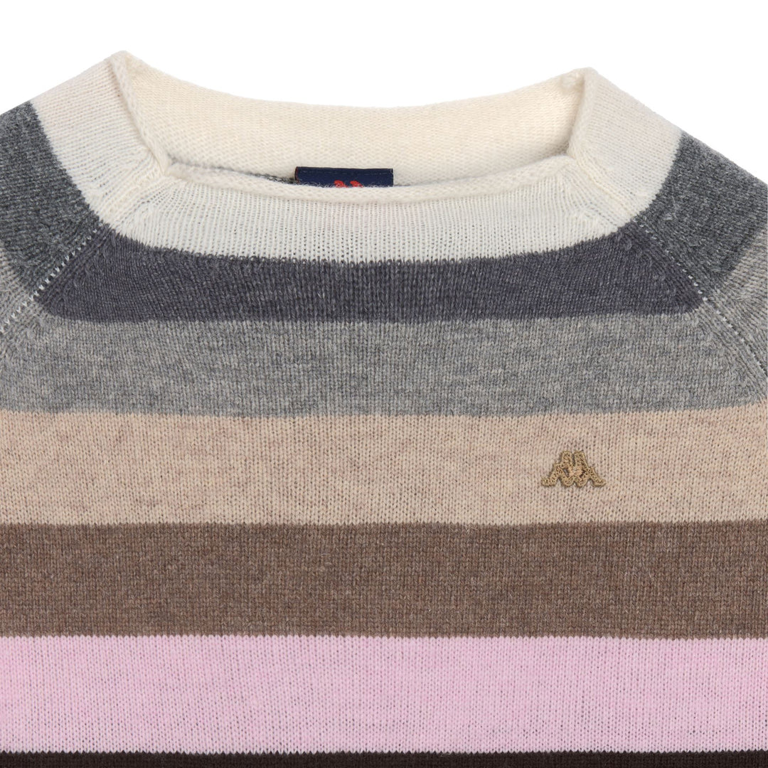 White Women's Classic Fit Multicolor Striped Wool Pullover main