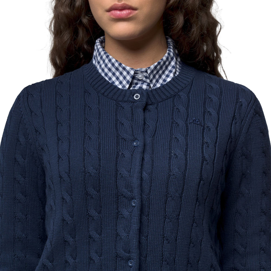 Blue Women's Regular Fit Casual Cardigan with Cables main
