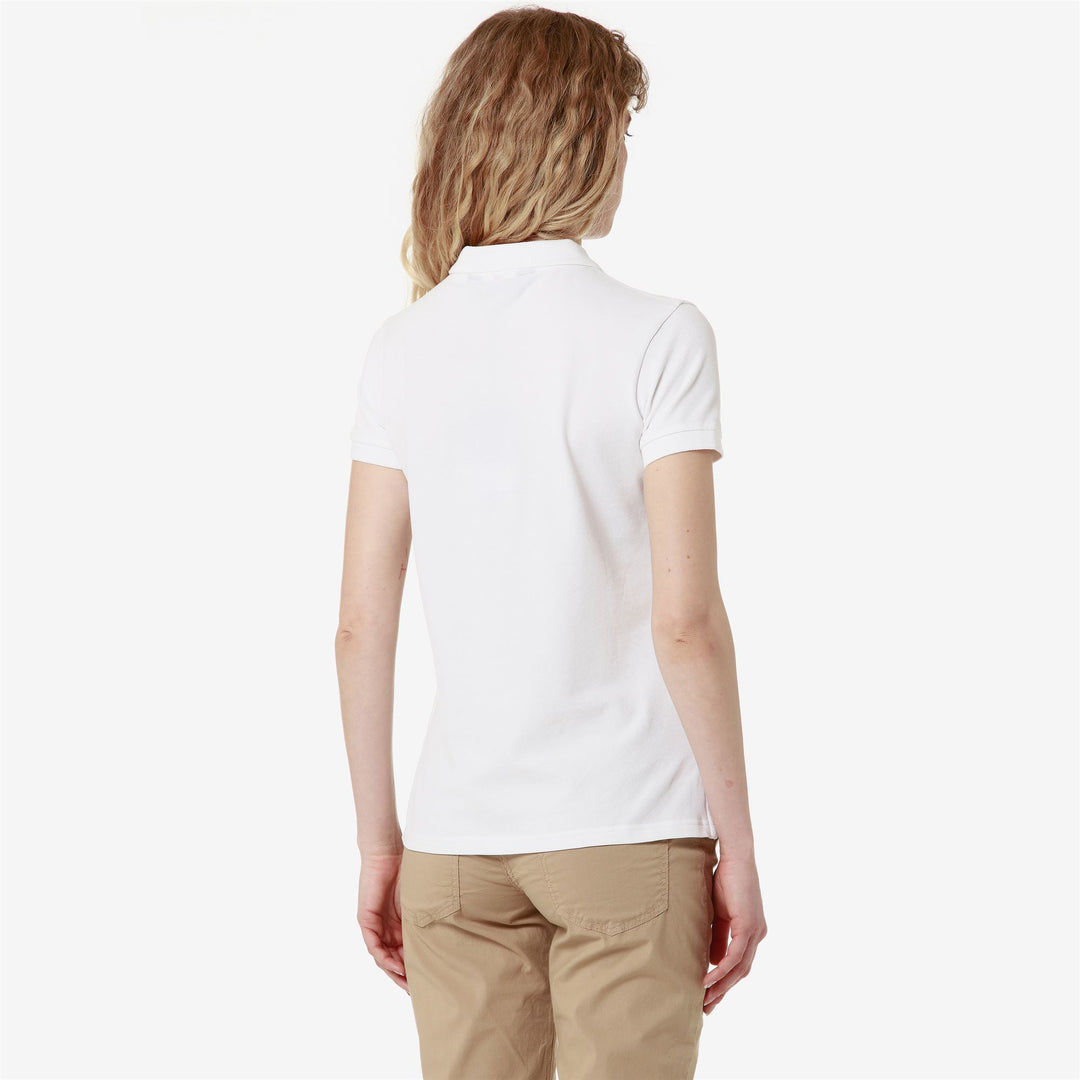 Polo blanc pour femme, coupe classique, en piqué stretch décontracté main