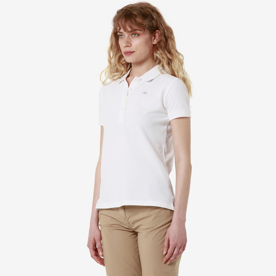 Polo blanc pour femme, coupe classique, en piqué stretch décontracté main