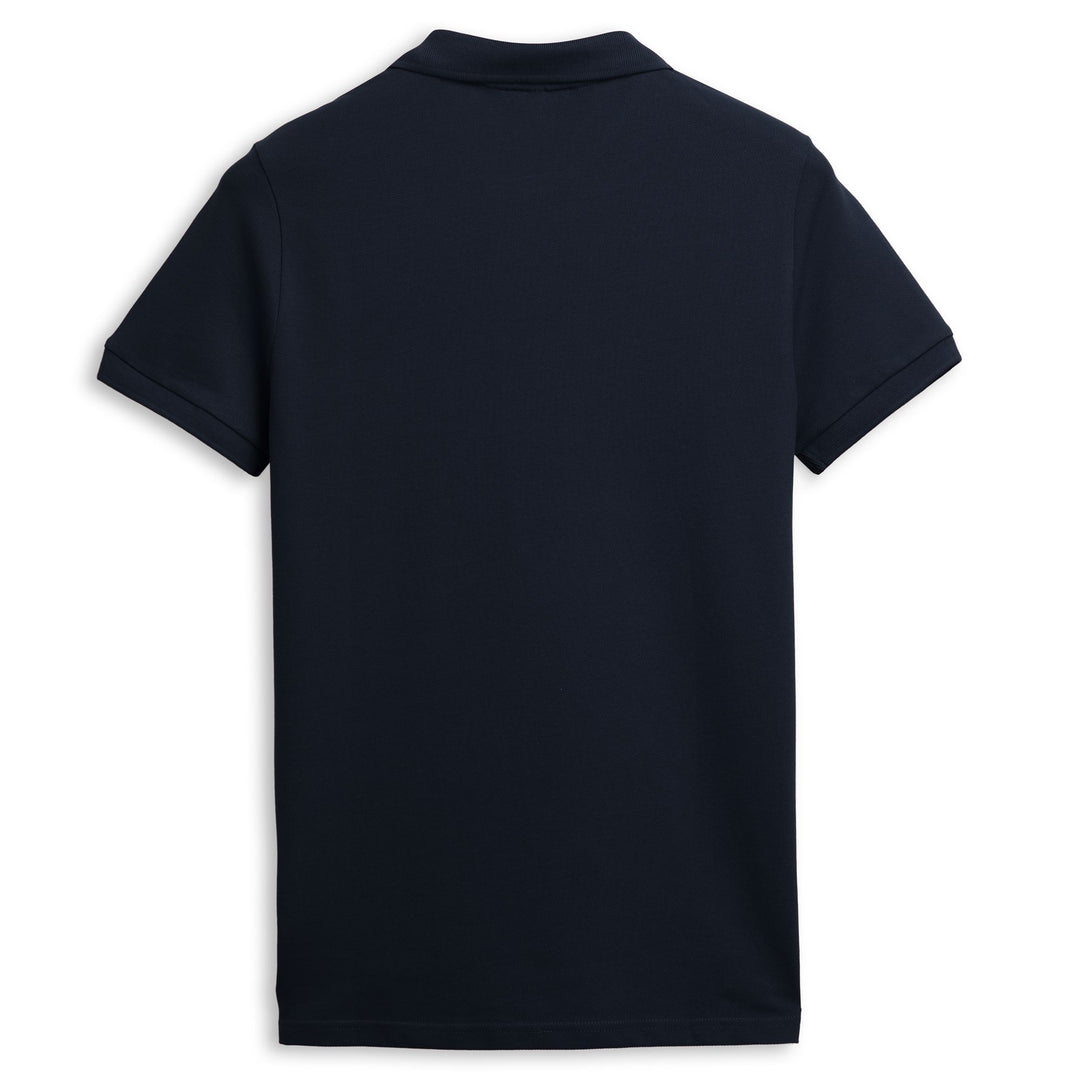 Polo bleu pour femme, coupe classique, en piqué stretch. main