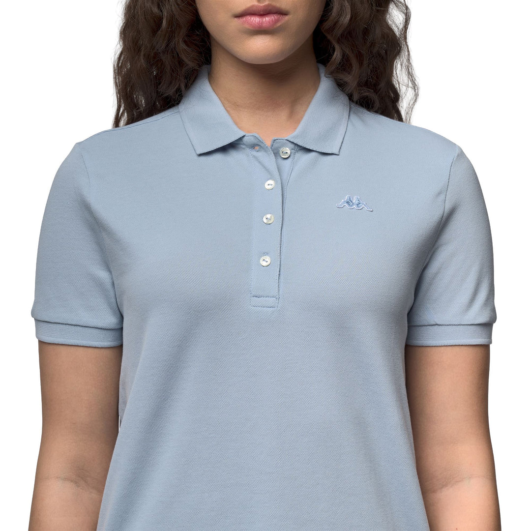 Polo bleu pour femme, coupe classique, en piqué stretch décontracté main
