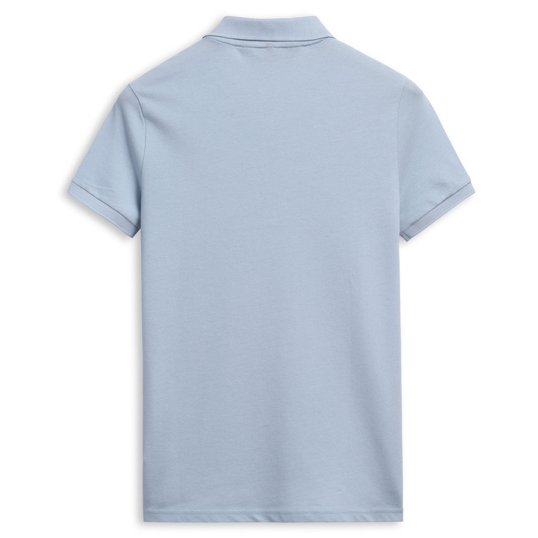 Polo bleu pour femme, coupe classique, en piqué stretch décontracté main
