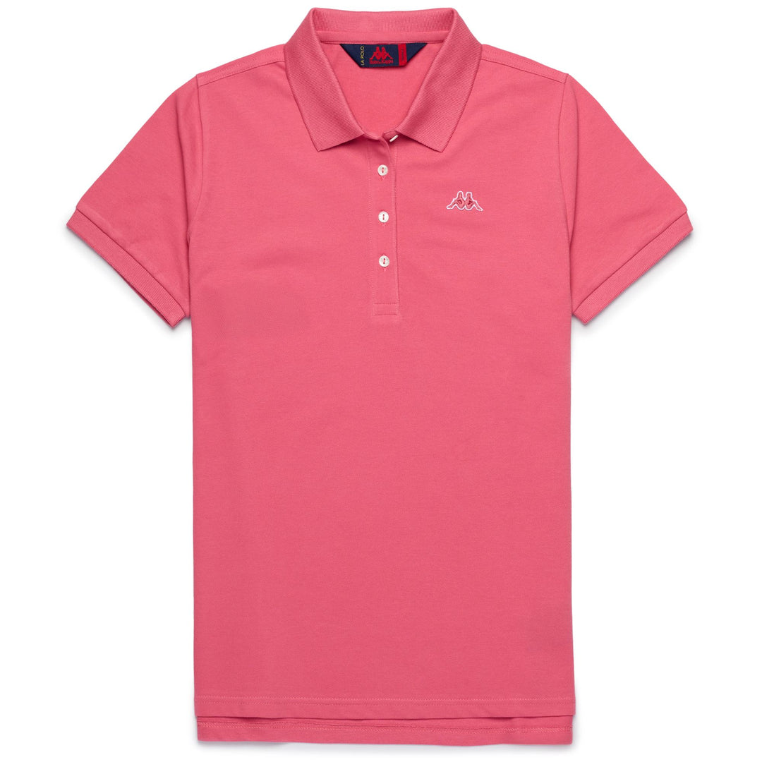 Polo Classico Stretch Donna Rosa Rosso con Bottoni Madreperla 01