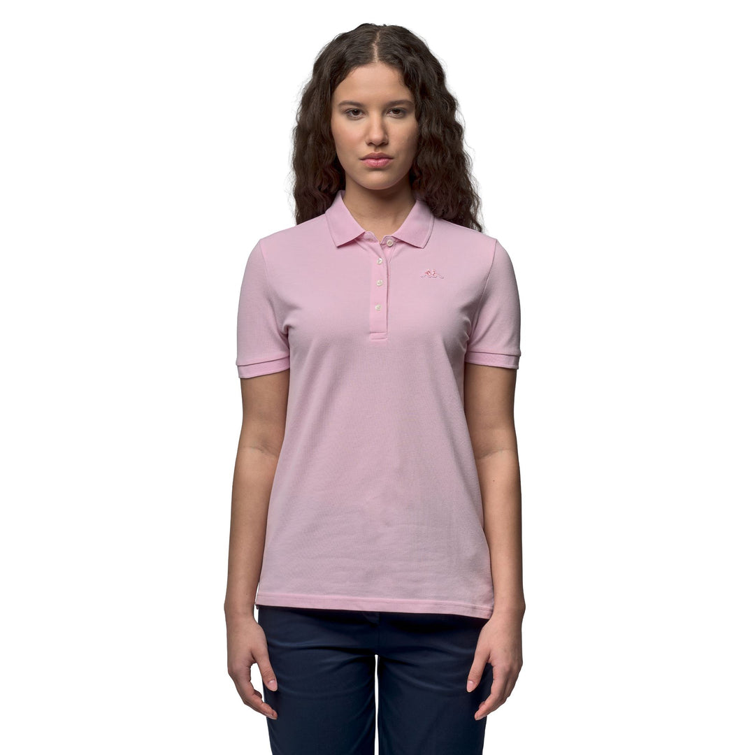 Polo rose classique pour femme, coupe régulière, en piqué stretch 01