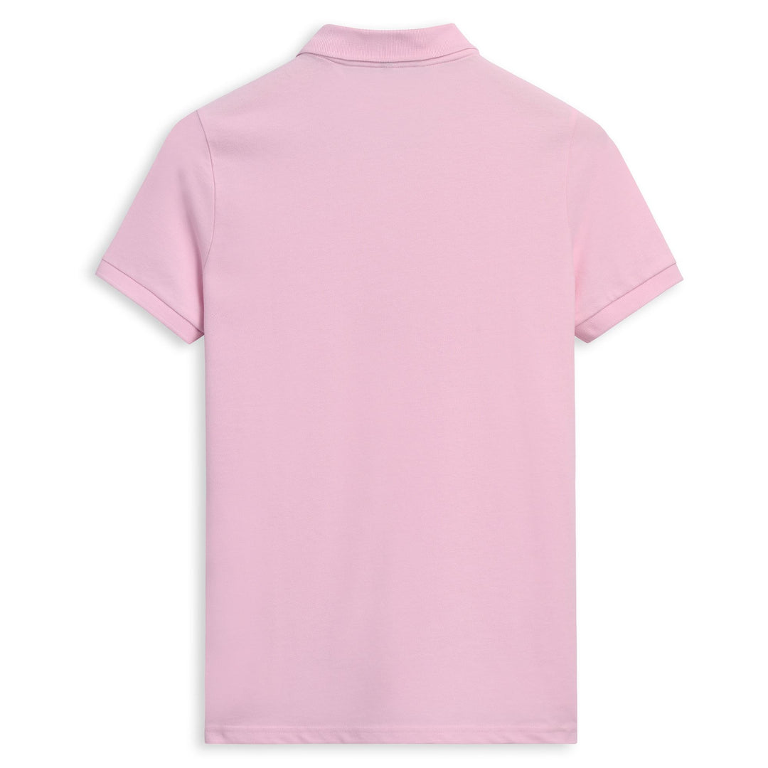 Polo rose classique pour femme, coupe régulière, en piqué stretch main