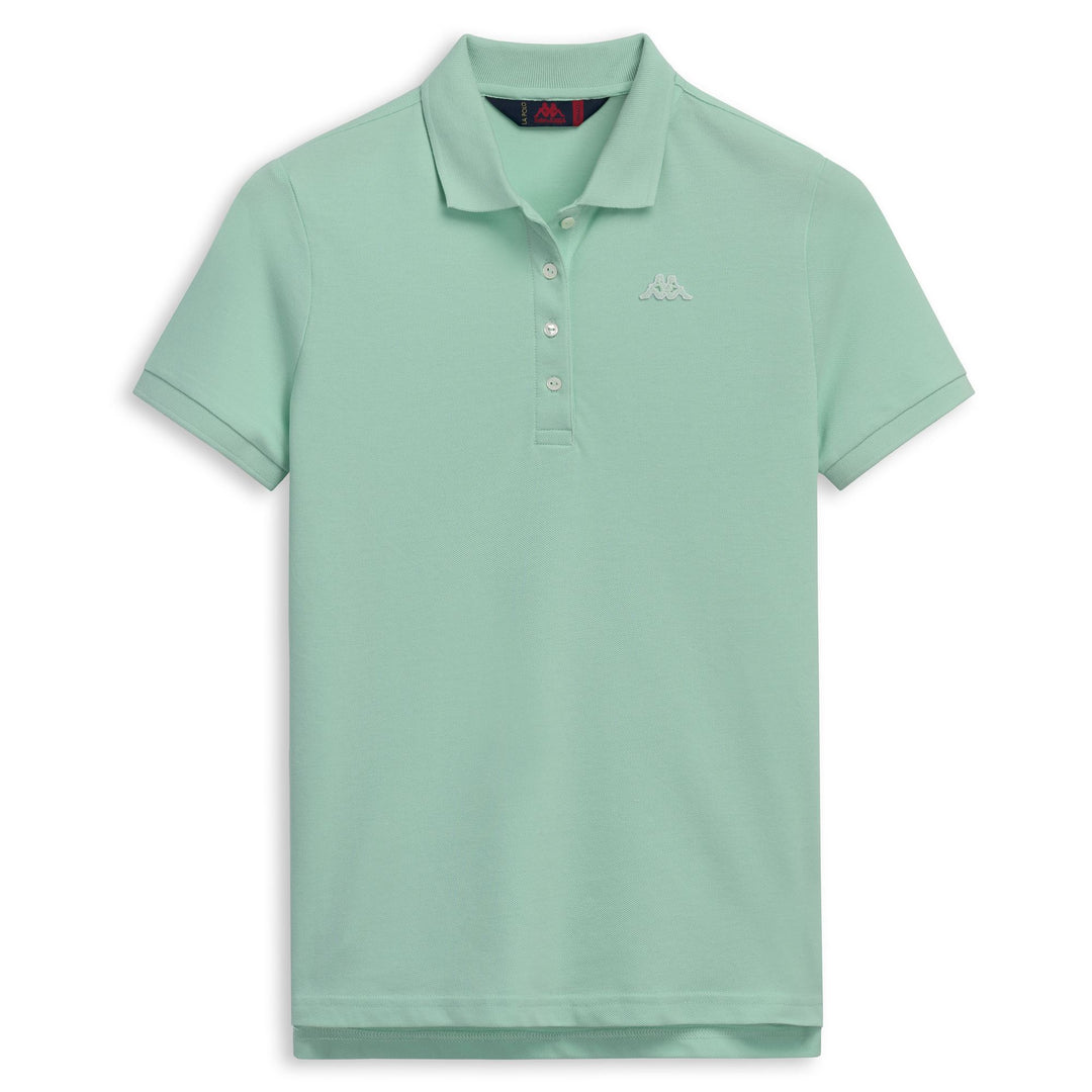 Polo vert pour femme, coupe classique, en piqué stretch décontracté 01