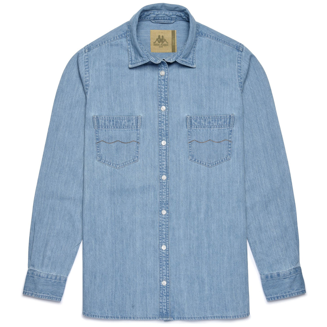 Camicia in Denim Blu Chiaro Donna Slim Fit con Bottoni 01