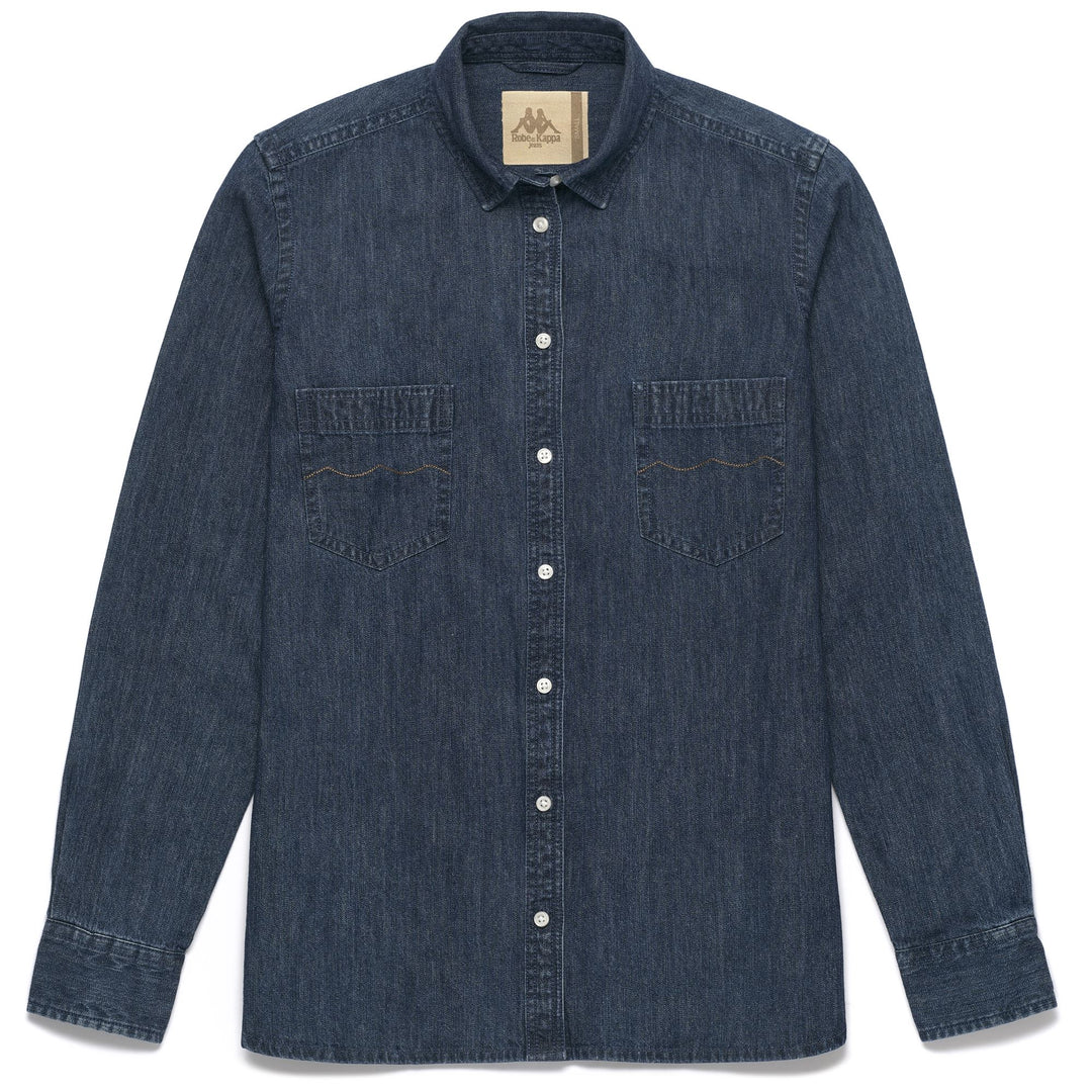 Camicia in Denim Slim Fit Donna Blu Indigo con Bottoni 01