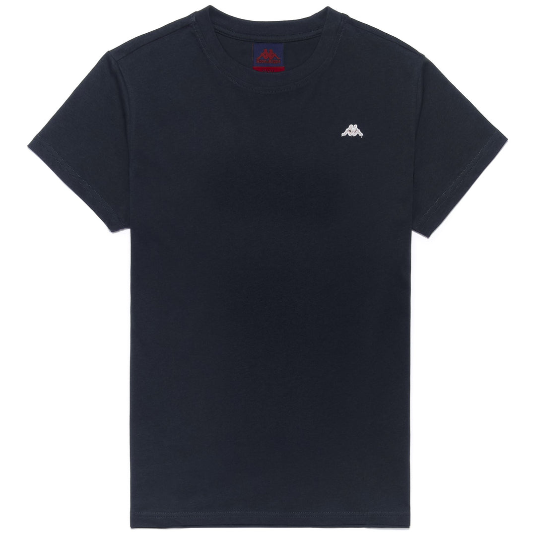 T-Shirt Classica in Cotone Donna Blu Navy con Patch Omini 01