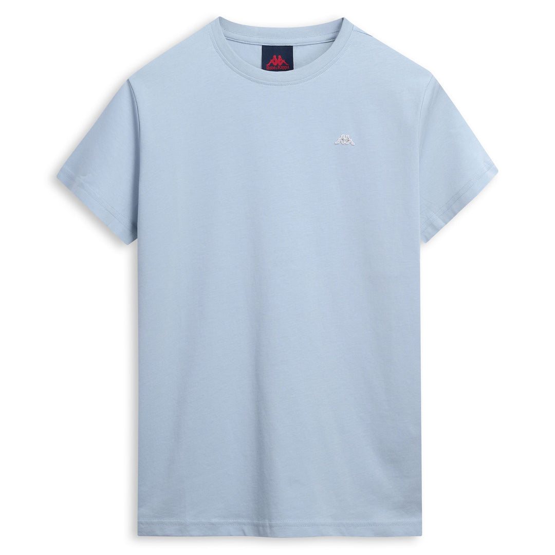 T-shirt bleu en coton pour femme, coupe classique décontractée 01