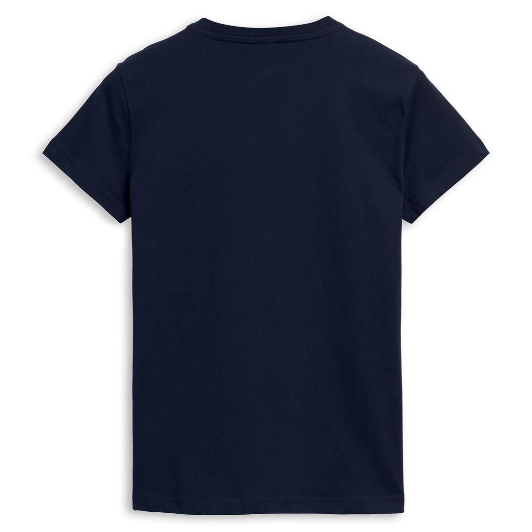 T-shirt bleu en coton pour femme, coupe classique décontractée main