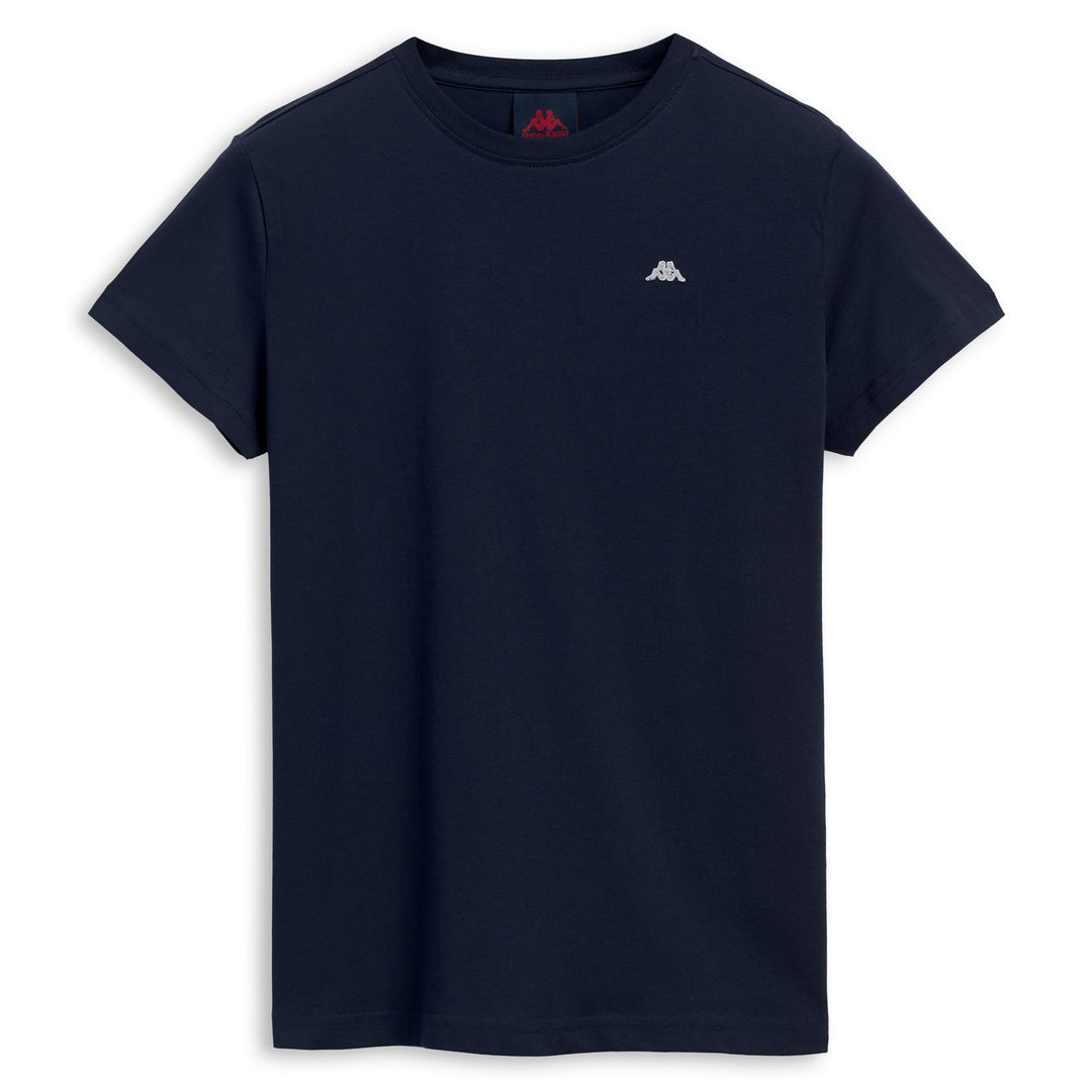 T-shirt bleu en coton pour femme, coupe classique décontractée 01