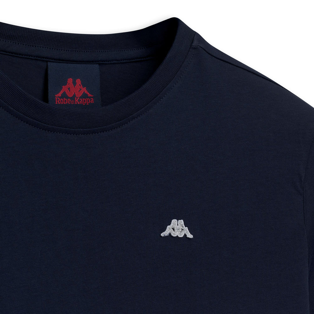 T-shirt bleu en coton pour femme, coupe classique décontractée main