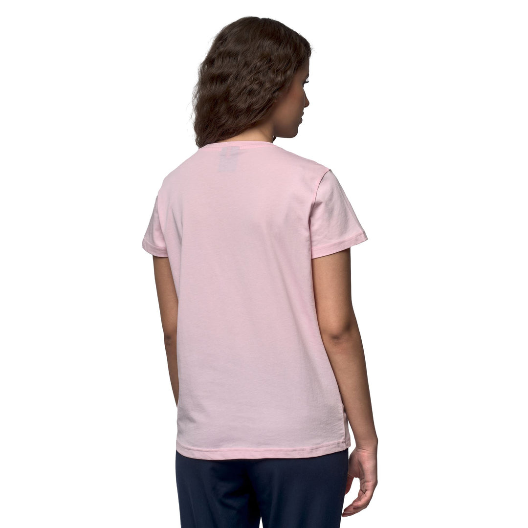 T-shirt rose pour femme, coupe classique, en coton décontracté main