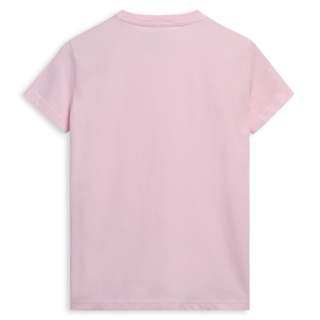 T-shirt rose pour femme, coupe classique, en coton décontracté main
