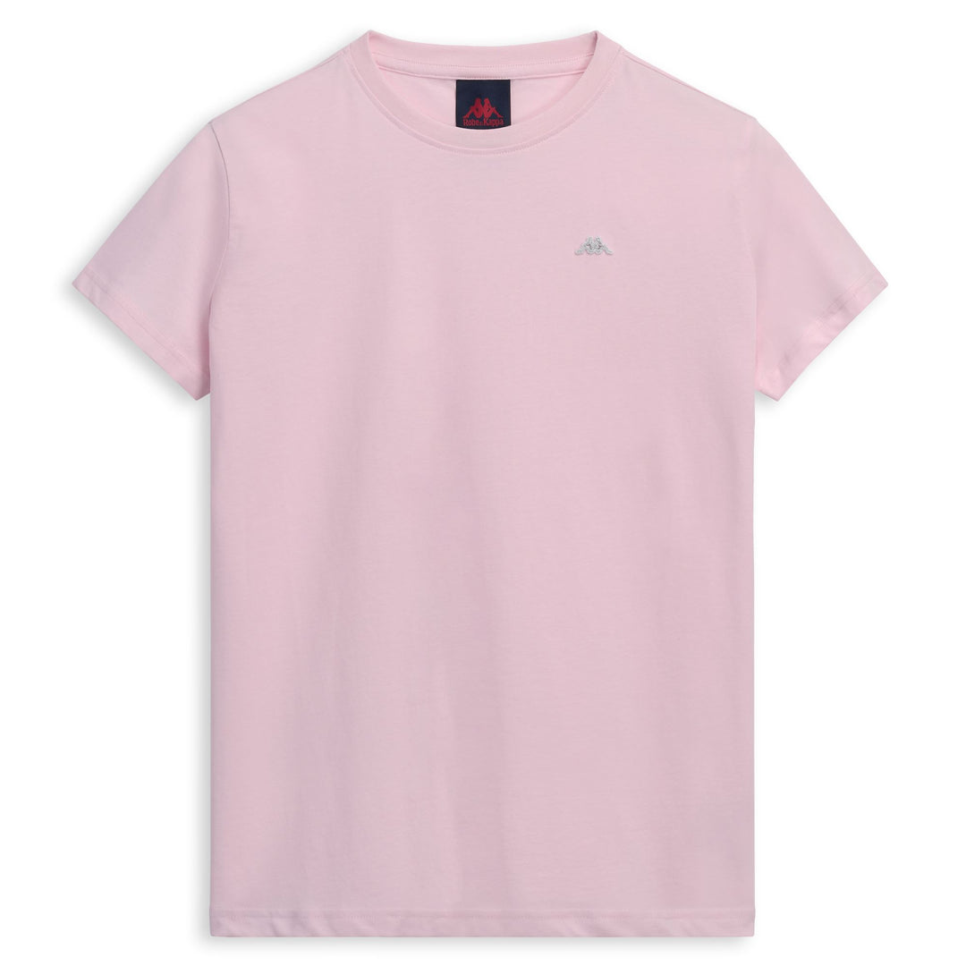 T-shirt rose pour femme, coupe classique, en coton décontracté main