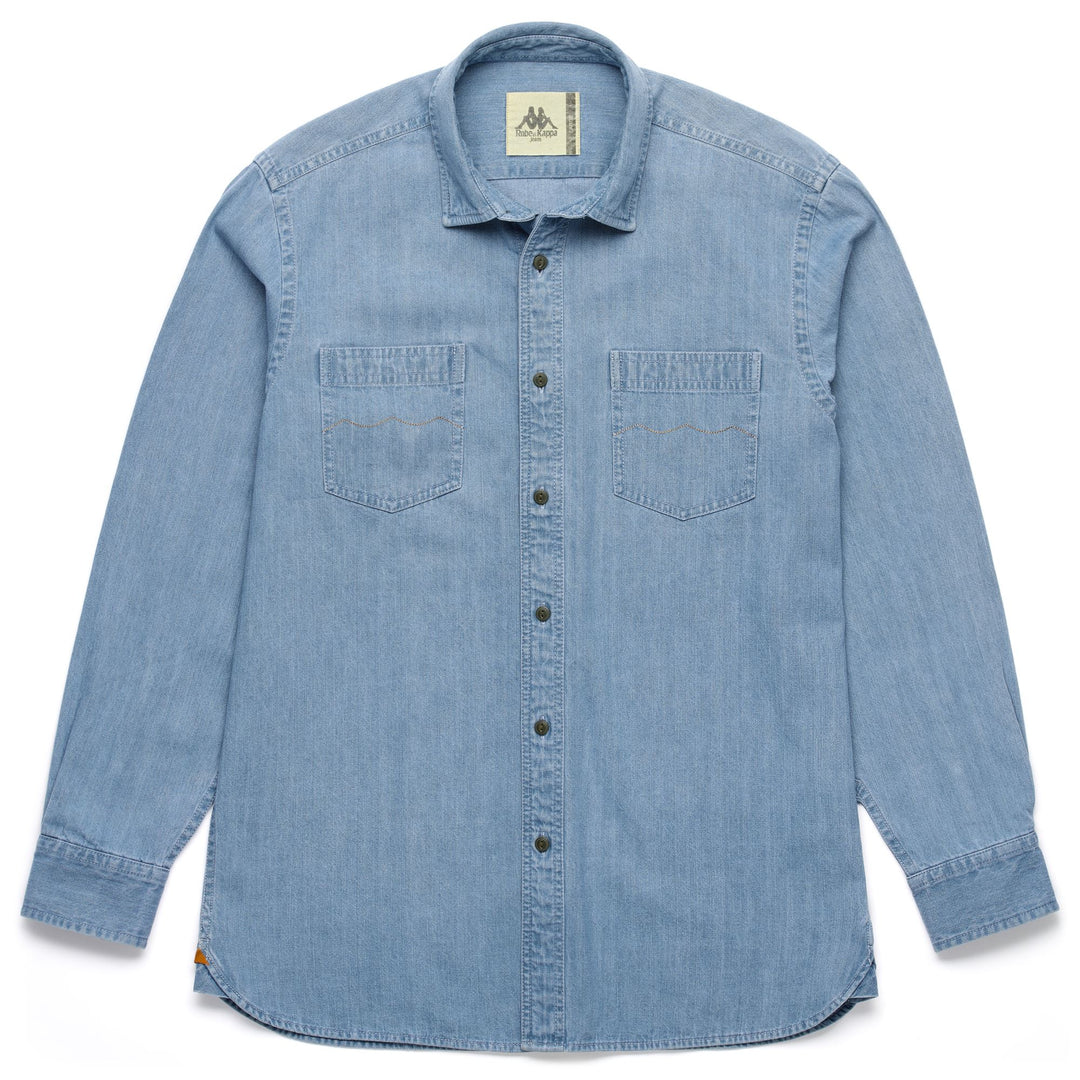 Camicia in Denim Blu Chiaro Uomo con Bottoni e Vestibilità Regolare 01