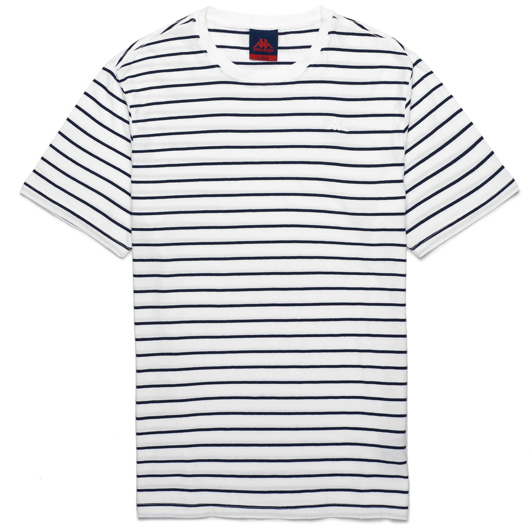 T-Shirt Slim Fit Uomo in Cotone Blu e Bianco con Design Striato main