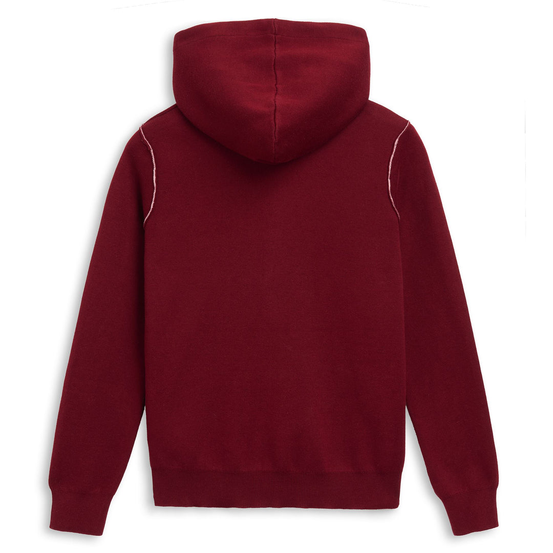 Chaqueta de algodón roja de corte entallado con cremallera y capucha para mujer main