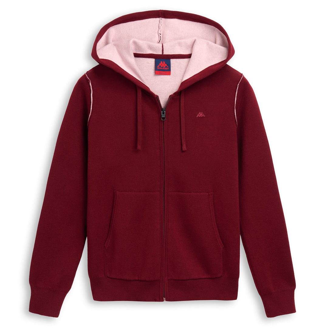 Giacca da donna in cotone rosso slim fit con cerniera e cappuccio 01