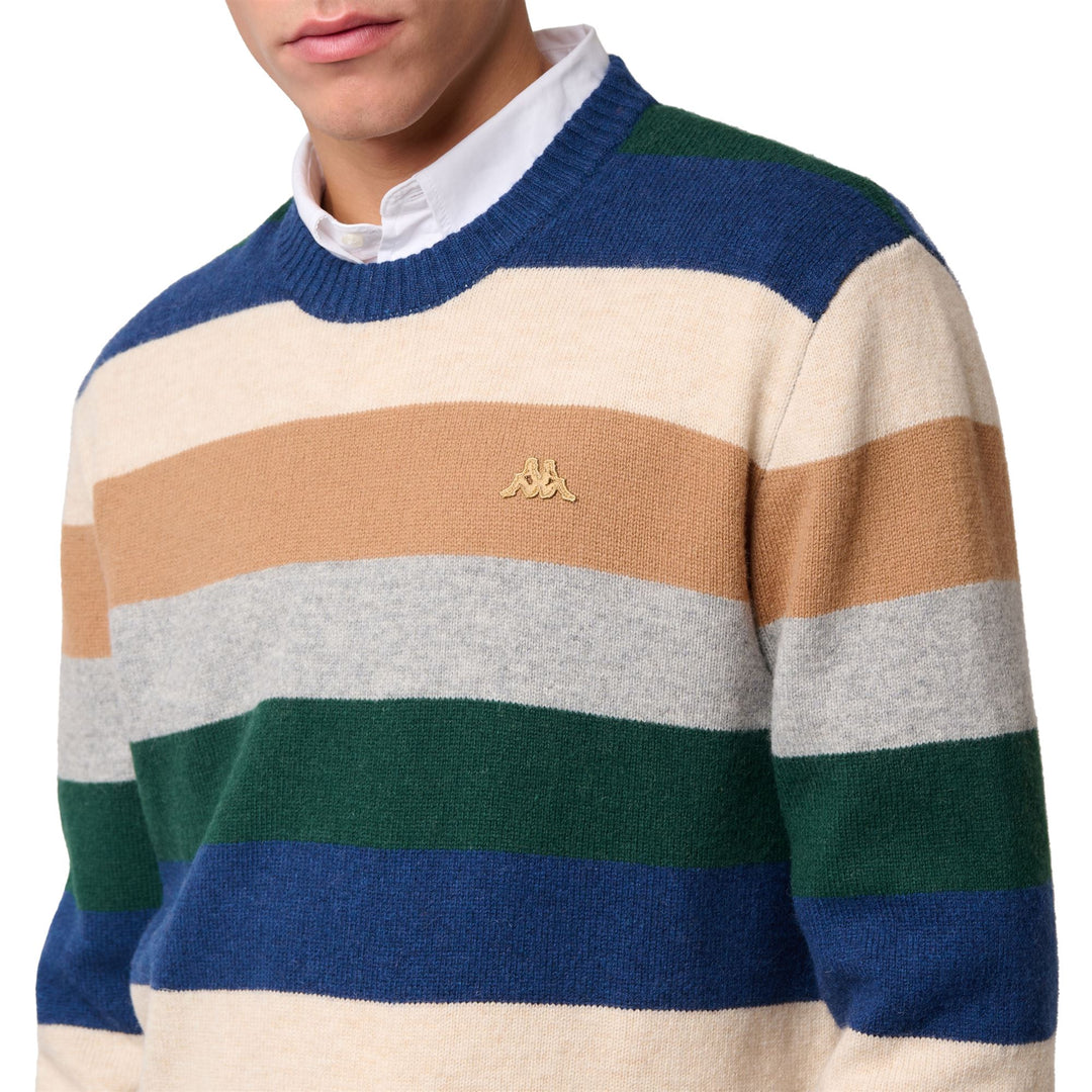 Suéter de lana ajustado para hombre, color azul y multicolor main