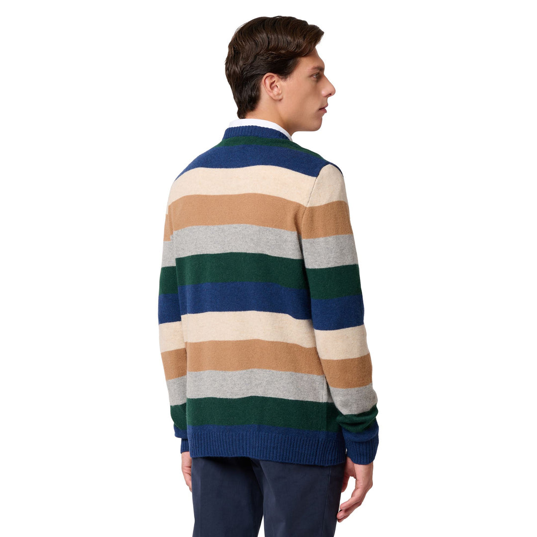 Suéter de lana ajustado para hombre, color azul y multicolor main