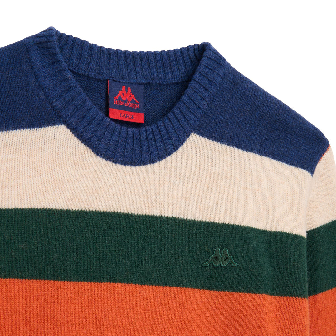 Suéter de punto de lana de cordero a rayas multicolor para hombre azul main