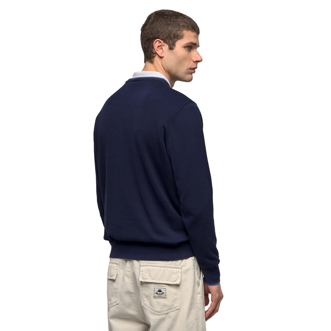 Men's Blue Slim Fit Casual Cotton Pullover main