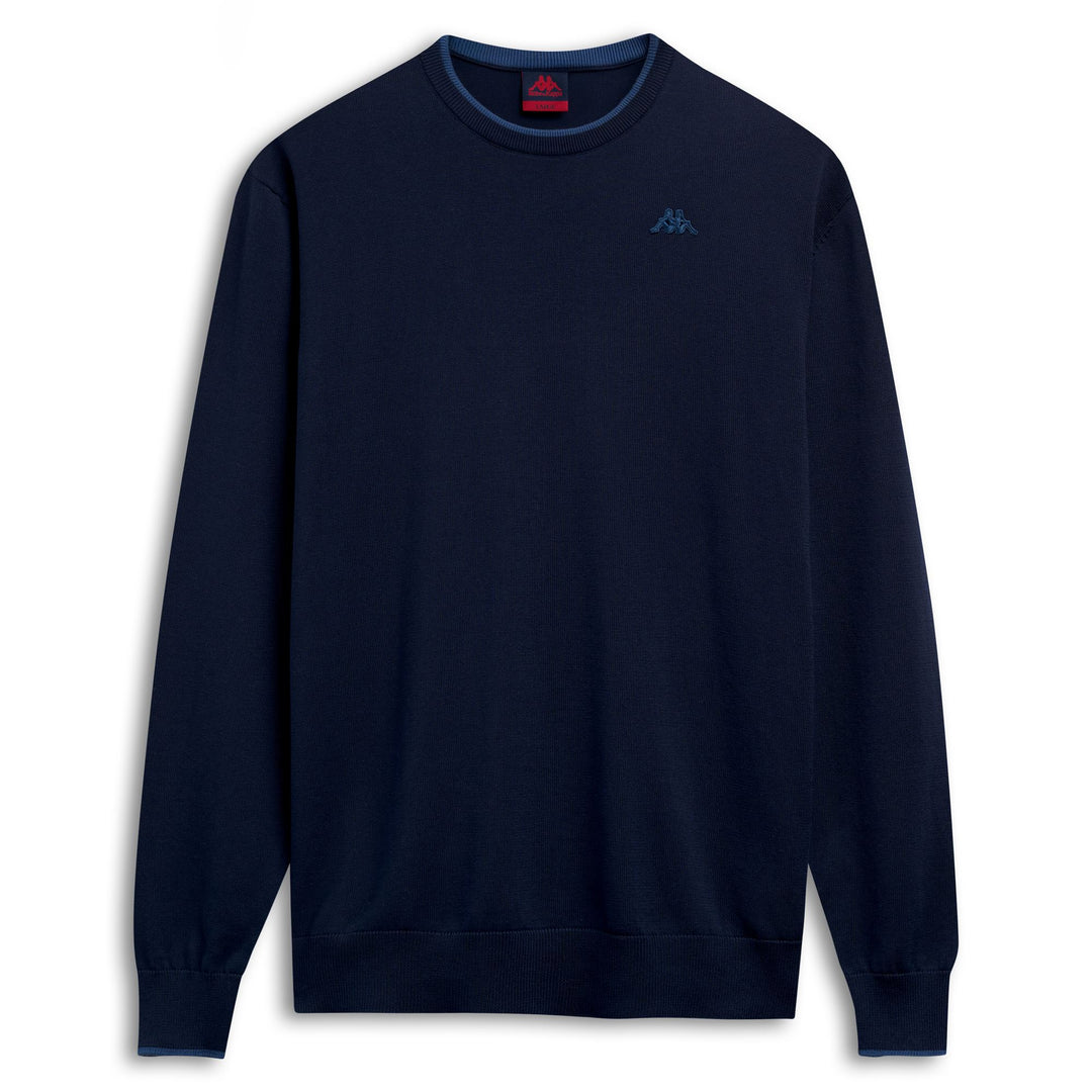 Pull en coton décontracté bleu pour homme, coupe ajustée main